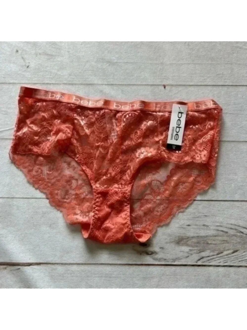 Bebe Intimates Hipster Sheer Lace Orange panties 1X NWT